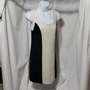Kensie. NWOT. Cream Lace and Black Trim Dress; Sleeveless: Scoop Neck.  Size S.